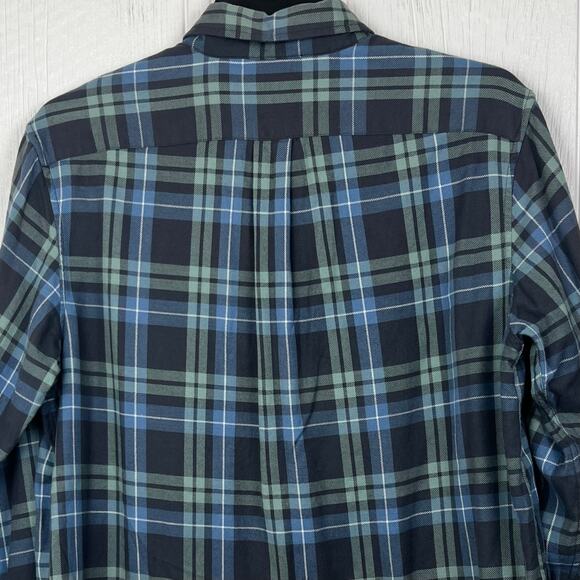 ROWM Flannel shirt men’s Large button up long sleeve blue plaid - Picture 5 of 7